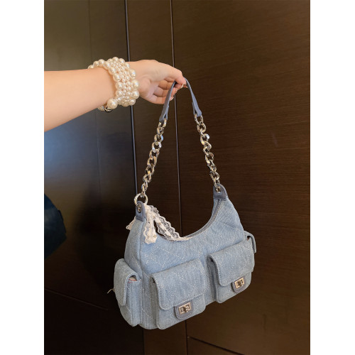 今年流行復古牛仔時髦腋下包女2025新款機車包休閒百搭單肩斜後後背包