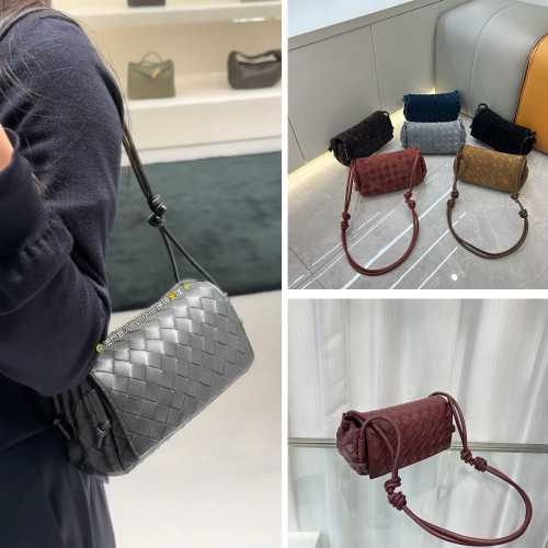 B家麂皮絨手工牛皮編織真皮女包單肩斜背繙蓋小方包簡約相機小包