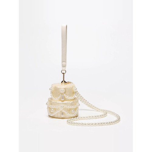 2025時尚白色水滴包亞克力單肩斜後後背包形手拿包派對生日禮物