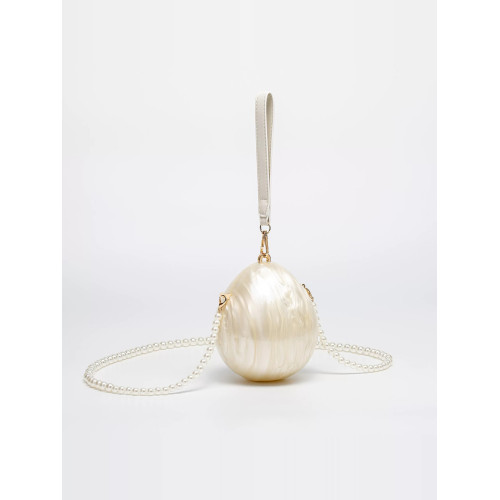 2025時尚白色水滴包亞克力單肩斜後後背包形手拿包派對生日禮物