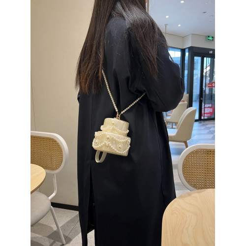 2025時尚白色水滴包亞克力單肩斜後後背包形手拿包派對生日禮物