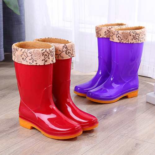 時尚雨鞋女士防水防滑耐磨保暖中筒膠鞋套鞋水靴高筒四季雨靴廚房