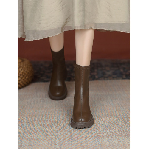 內增高真皮馬丁靴女2025春秋單靴小碼3233小個子彈力瘦瘦靴短靴女