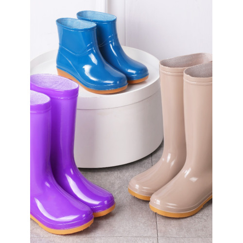 四季高筒雨鞋女式防水防滑膠鞋工作鞋長筒雨靴水鞋套腳加棉保暖鞋