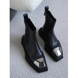 2025新款網紅同款切爾西靴金屬頭機車靴松糕厚底英倫風龐克短靴女