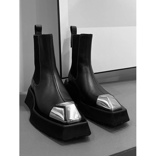 2025新款網紅同款切爾西靴金屬頭機車靴松糕厚底英倫風龐克短靴女