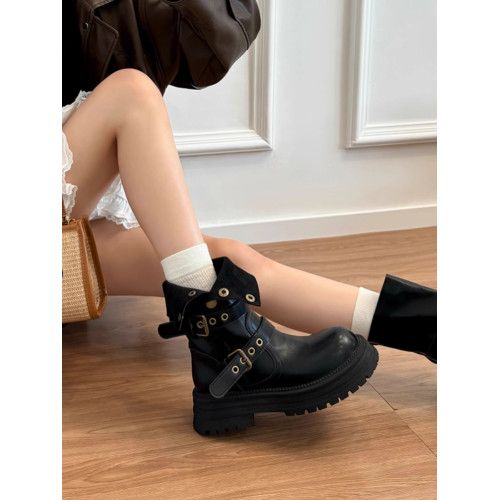 品牌特價真皮厚底美拉德中筒短靴女2025新款英倫風復古棕色馬丁靴 品牌特價真皮厚底美拉德中筒短靴女2025新款英倫風復古棕色馬丁靴