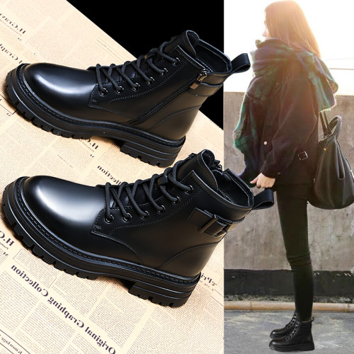 品牌真皮馬丁靴女靴2025年秋冬新款女鞋黑色洋氣短靴加絨靴子棉鞋 品牌真皮馬丁靴女靴2025年秋冬新款女鞋黑色洋氣短靴加絨靴子棉鞋