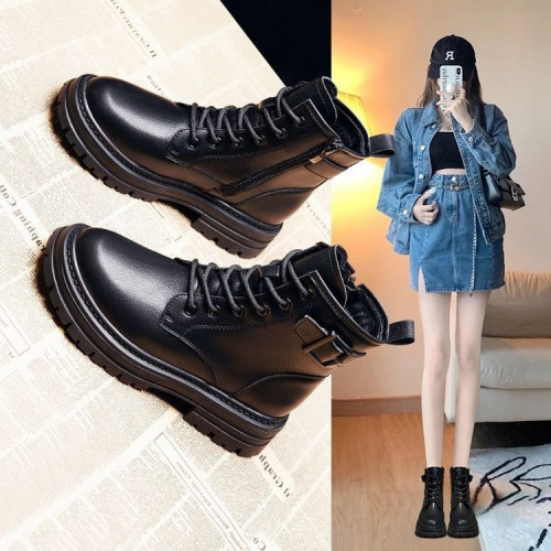 品牌真皮馬丁靴女靴2025年秋冬新款女鞋黑色洋氣短靴加絨靴子棉鞋 品牌真皮馬丁靴女靴2025年秋冬新款女鞋黑色洋氣短靴加絨靴子棉鞋