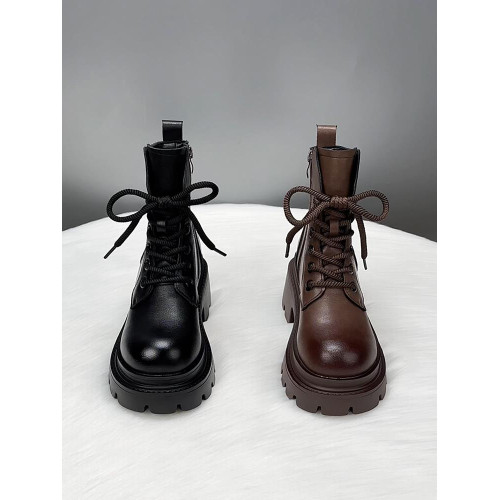 真皮小個子復古馬丁靴女2025秋冬新款英倫風百搭爆款增高厚底短靴 真皮小個子復古馬丁靴女2025秋冬新款英倫風百搭爆款增高厚底短靴