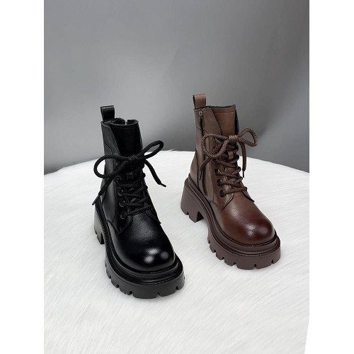 真皮小個子復古馬丁靴女2025秋冬新款英倫風百搭爆款增高厚底短靴 真皮小個子復古馬丁靴女2025秋冬新款英倫風百搭爆款增高厚底短靴