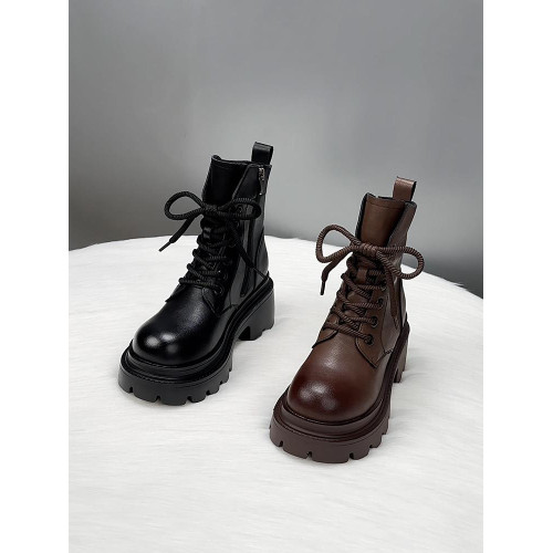 真皮小個子復古馬丁靴女2025秋冬新款英倫風百搭爆款增高厚底短靴 真皮小個子復古馬丁靴女2025秋冬新款英倫風百搭爆款增高厚底短靴