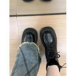 厚底馬丁靴女2025新款秋冬加絨靴子百搭短筒英倫風小個子增高短靴