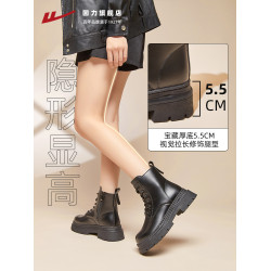 廻力馬丁靴女款2026新款春季皮鞋厚底短靴百搭黑色靴子英倫風女靴