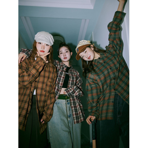 lemanism日系復古長袖格子襯衫男春秋潮牌寸衣寬鬆情侶款襯衣外套