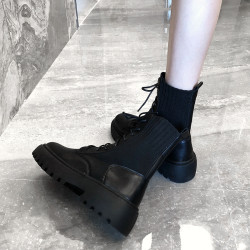 馬丁靴女秋冬新款英倫風2025年新款百搭增高瘦瘦小短靴女厚底靴子