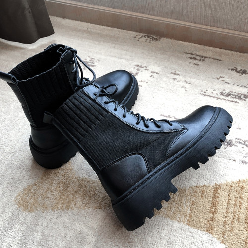 馬丁靴女秋冬新款英倫風2025年新款百搭增高瘦瘦小短靴女厚底靴子