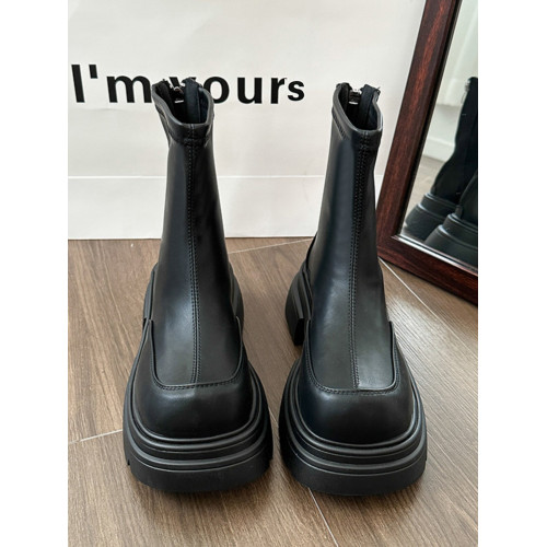 黑色厚底馬丁靴2025新款英倫風百搭切爾西方頭時尚瘦瘦靴秋冬短靴