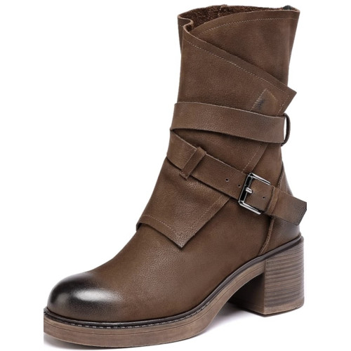 真皮薄款馬丁靴英倫風女春秋單靴復古粗跟厚底中筒靴高跟加絨短靴 真皮薄款馬丁靴英倫風女春秋單靴復古粗跟厚底中筒靴高跟加絨短靴