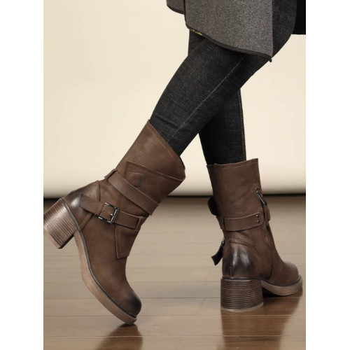 真皮薄款馬丁靴英倫風女春秋單靴復古粗跟厚底中筒靴高跟加絨短靴 真皮薄款馬丁靴英倫風女春秋單靴復古粗跟厚底中筒靴高跟加絨短靴