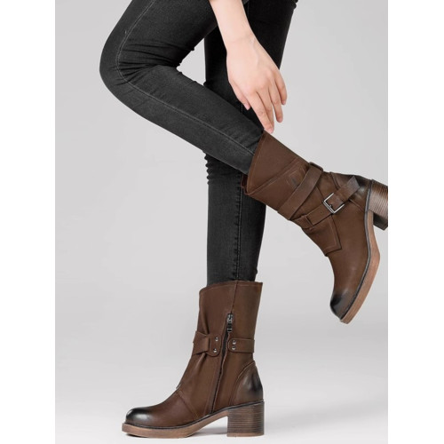 真皮薄款馬丁靴英倫風女春秋單靴復古粗跟厚底中筒靴高跟加絨短靴 真皮薄款馬丁靴英倫風女春秋單靴復古粗跟厚底中筒靴高跟加絨短靴