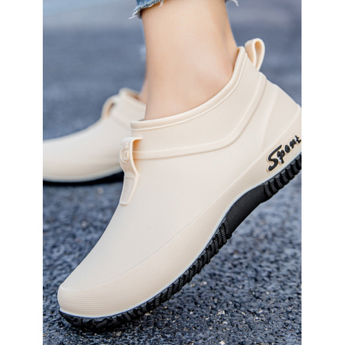 短筒防水防滑耐磨拼色低筒雨鞋女款潮流厚底時尚輕便女士防水膠鞋