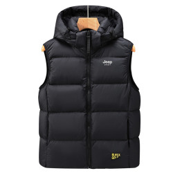 JEEP SPIRIT吉普黑金羽絨馬甲男士白鴨絨坎肩背心加絨加厚外套男