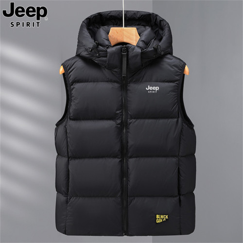 JEEP SPIRIT吉普黑金羽絨馬甲男士白鴨絨坎肩背心加絨加厚外套男