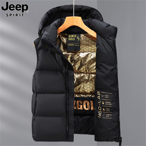JEEP SPIRIT吉普黑金羽絨馬甲男士白鴨絨坎肩背心加絨加厚外套男