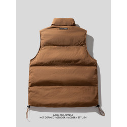 山系焦糖咖色優質白鴨絨加厚羽絨馬甲男女秋冬季保暖工裝背心外套