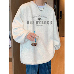 純棉美式潮牌重磅圓領秋冬長袖衛衣男女oversize大碼加絨無帽上衣