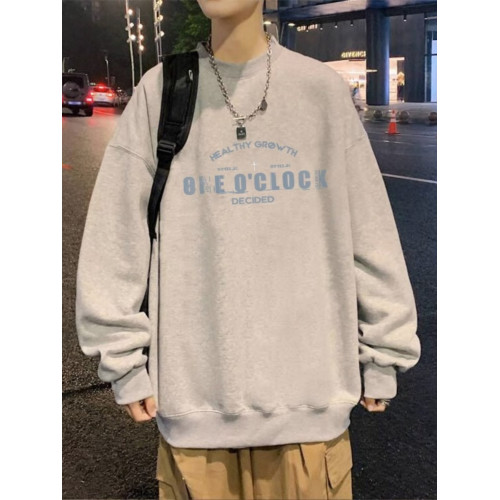 純棉美式潮牌重磅圓領秋冬長袖衛衣男女oversize大碼加絨無帽上衣