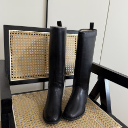 原單  顯瘦長靴女秋冬新款夾棉不過膝高筒騎士靴大碼瘦瘦靴41