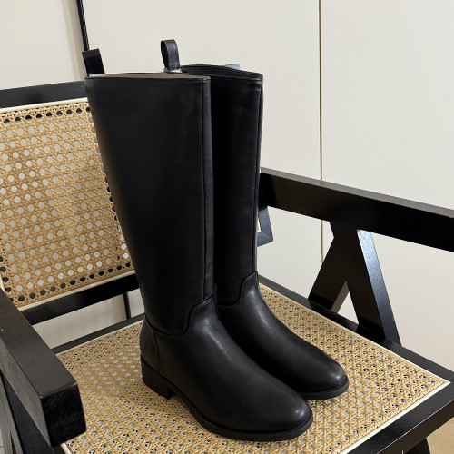 原單  顯瘦長靴女秋冬新款夾棉不過膝高筒騎士靴大碼瘦瘦靴41