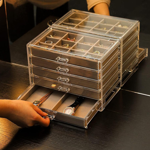 亞克力多層首飾盒耳環耳釘小飾品收納盒珠寶盒家用多格分類整理盒