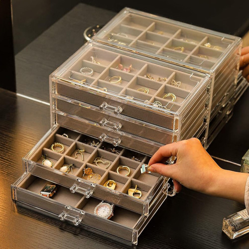 亞克力多層首飾盒耳環耳釘小飾品收納盒珠寶盒家用多格分類整理盒