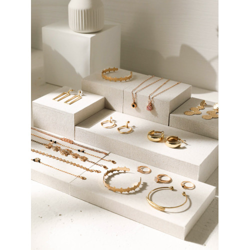 首飾展示架陳列架耳環戒指手串手鏈展示架麻布展示盤飾品拍攝道具