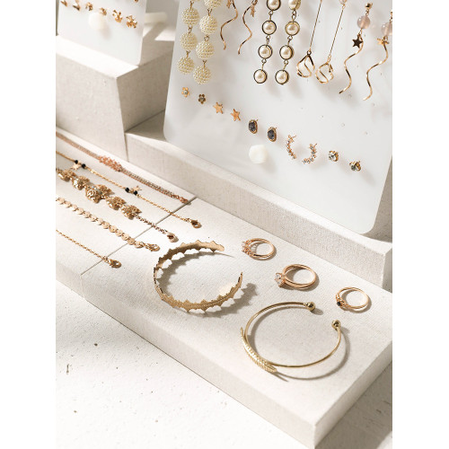 首飾展示架陳列架耳環戒指手串手鏈展示架麻布展示盤飾品拍攝道具