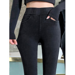 八分小個子黑色牛仔褲女春秋薄款高腰顯瘦緊身九分鉛筆小腳小黑褲