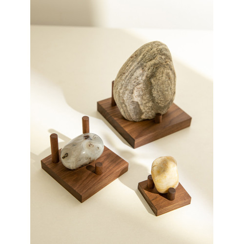 創意胡桃木展示架水晶托原石奇石礦石底座玉石托文玩底座首飾架