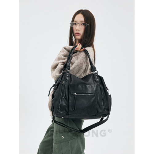 BINGBONG|隱藏機會 復古機車柔軟輕便托特包大容量洗水單肩斜後後背包