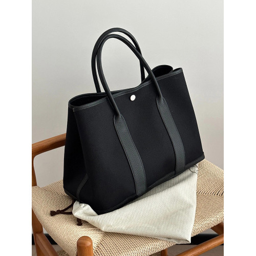 黑色真皮帆布大容量托特花園包包女2026新款高級感手提單肩斜後後背包 黑色真皮帆布大容量托特花園包包女2026新款高級感手提單肩斜後後背包