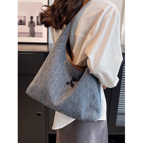 韓國restandrecreation復古大容量包包女牛仔布單肩包托特水桶包