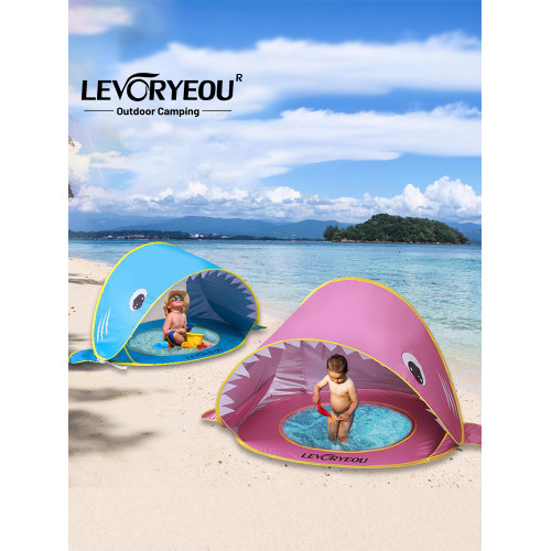 全自動沙灘帳篷速開可攜式兒童海邊防曬遮陽棚折曡加大簡易防風帳篷