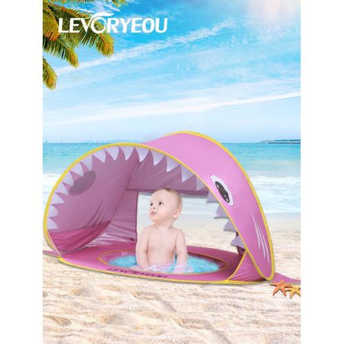 全自動沙灘帳篷速開可攜式兒童海邊防曬遮陽棚折曡加大簡易防風帳篷