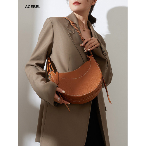 2026新款小衆設計包包輕奢真皮女包頭層牛皮腋下包單肩斜背馬鞍包