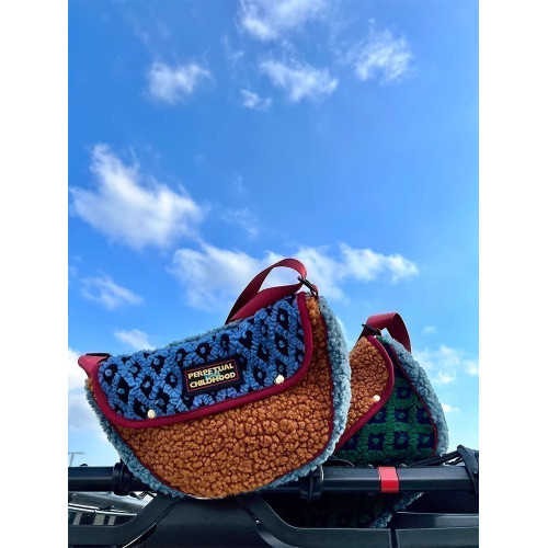 housedesign原創毛絨秋冬單肩包小衆設計撞色復古斜背手提毛毛包