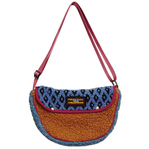 housedesign原創毛絨秋冬單肩包小衆設計撞色復古斜背手提毛毛包