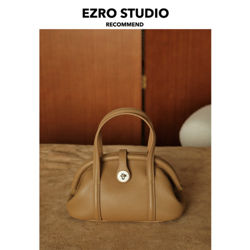 【EZRO】一作 小衆設計真皮頭層牛皮餃子包馬鞍斜背女包時髦新款