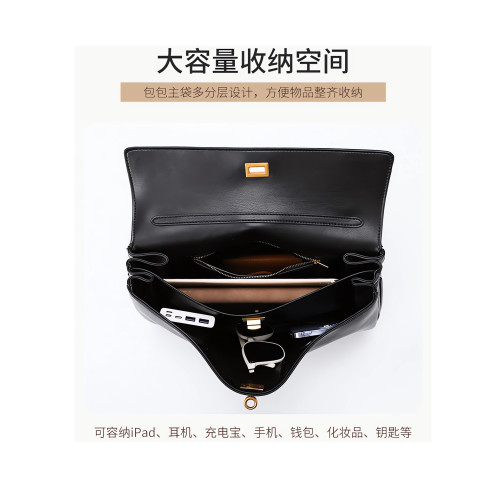 真皮女包2026新款時尚腋下包休閒百搭大容量黑色包包手提單肩斜背